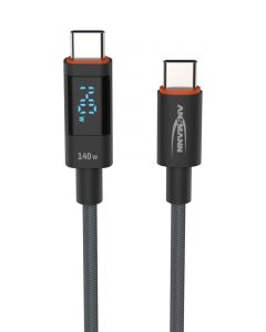 USB-C Kabel mit Display, 200 cm anthrazit