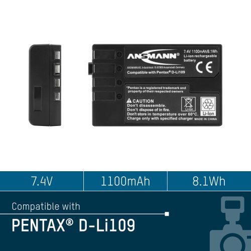 2-Power Ersatzakku Für Kamera – 1050 MAh, 7,4V Li-Ion, Kompatibel Mit D-LI109