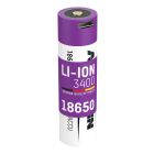 Li-Ion battery 18650 3400 mAh with USB type C charging socket
