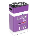 Li-Ion battery 9V block Typ 400 (min. 340 mAh) 1pcs. paper blister